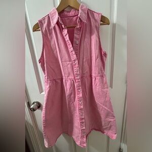 Pink Denim Sleeveless Dress